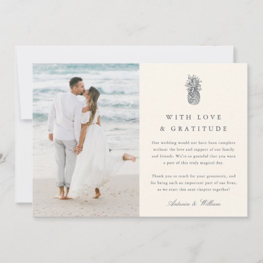 Eiland  ananas bruiloft foto bedankkaart (Voorkant)