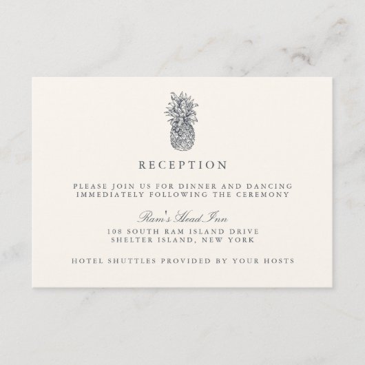 Eiland  Ananas Bruiloft Receptie Kaart (Voorkant)