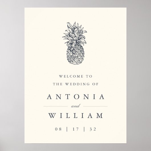 Eiland ananas bruiloft welkom poster (Voorkant)