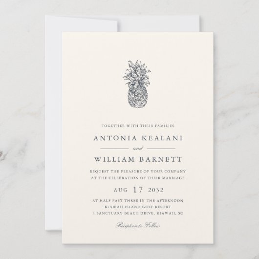 Eiland  ananas foto bruiloft kaart (Voorkant)