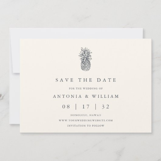 Eiland  ananas foto bruiloft save the date (Voorkant)