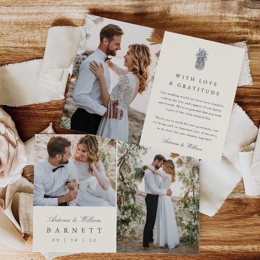 Eiland  Ananas Multi Foto Bruiloft Bedankkaart