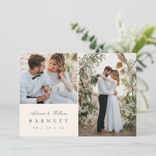 Eiland Ananas Multi Foto Bruiloft Bedankkaart (Staand voorkant)