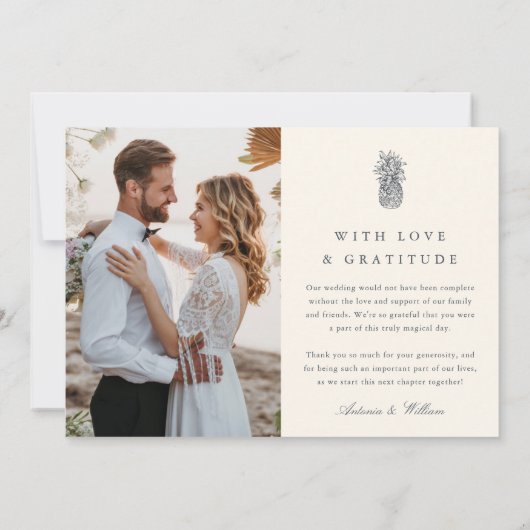 Eiland  Ananas Multi Foto Bruiloft Bedankkaart (Achterkant)