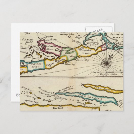 eiland Bermuda, deel van het eiland Providence Briefkaart (Voorkant / Achterkant)