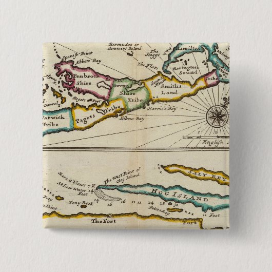 eiland Bermuda, deel van het eiland Providence Vierkante Button 5,1 Cm (Voorkant)