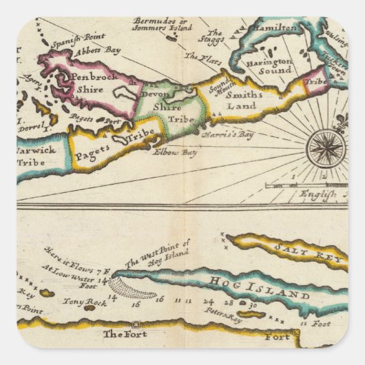 eiland Bermuda, deel van het eiland Providence Vierkante Sticker (Voorkant)