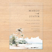 Eiland Bestemming Bruiloft Acryl Uitnodigingen (Voorkant)