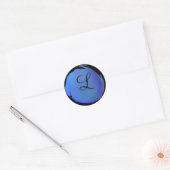 Eiland Blauwe Polka Dot Monogram Ronde Sticker (Envelop)
