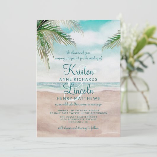 Eiland Breeze geschilderd strand scène tropische b Kaart (Staand voorkant)