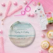 Eiland Breeze geschilderd strand scène tropische b Papieren Bordje (Feest)