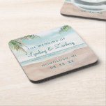 Eiland Breeze Geschilderde Strand Scène Bruiloft M Bier Onderzetter<br><div class="desc">Island Breeze Painted Beach Scene, met oceaangolven, zandstrand en palmbomen, met een prachtige blauwgroen blauwe lucht. Met moderne typografische scriptlettertypen. Een Zomer Tropisch Strand, of het Ontwerp van de bestemmingsbruiloft - Gepersonaliseerde Onderzetters van de de Lijstdecor van de Huwelijksdiner Monogram! ~ Controleer mijn winkel om de volledige bruidssuite voor dit...</div>