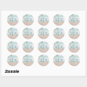 Eiland Breeze Geschilderde Strand Scène Monogram B Ronde Sticker (Vel)