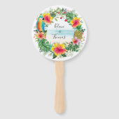 Eiland Breeze | Tropisch strand Waterverf bruiloft Handwaaier (Voorkant)