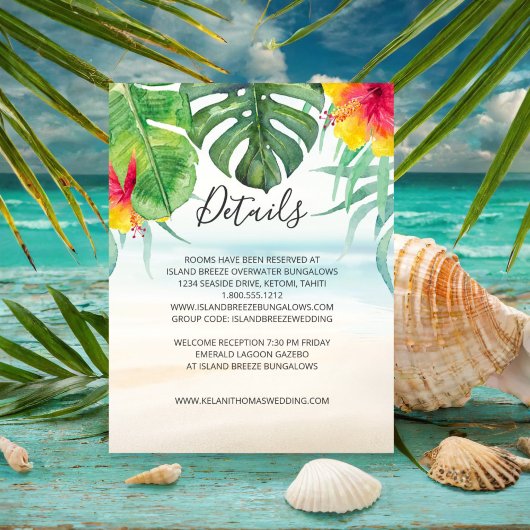 Eiland Breeze | Tropische Beach Wedding Details En Informatiekaartje