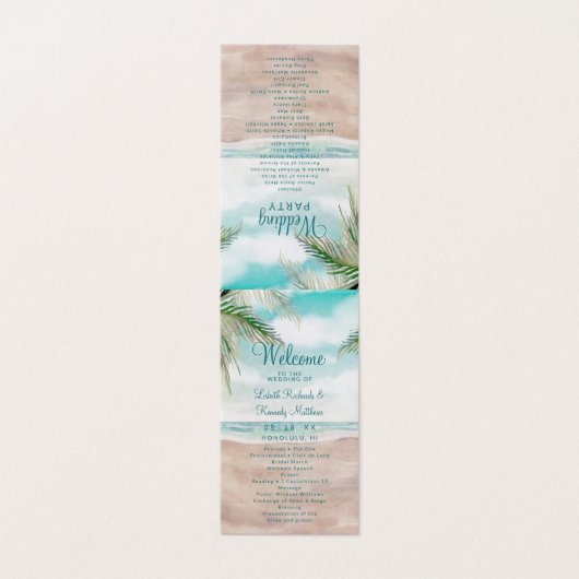 Eiland Breeze Tropische Bruiloft Ceremonie Program Kaart (Buitenkant ongevouwen)