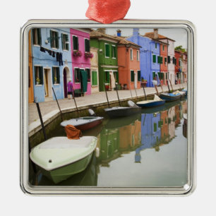 Eiland Burano, Burano, Italië. Kleurrijk 4 Metalen Ornament