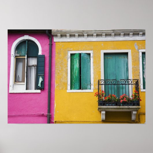 eiland Burano, Burano, Italië. Kleurstof 5 Poster (Voorkant)