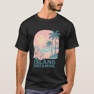 Eiland Dromen Tropische Zonsondergang Hibiscus Pal T-shirt