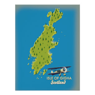 Eiland Gigha Schotland kaart Perfect Poster