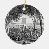 eiland Guam: Arbeidsgezinden in de tuin Keramisch Ornament (Voorkant)