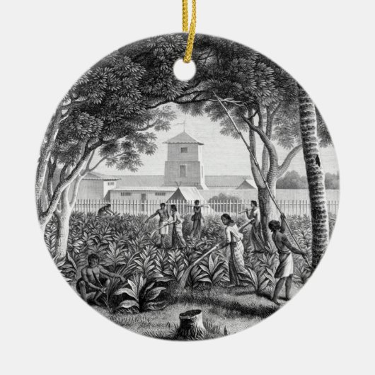 eiland Guam: Arbeidsgezinden in de tuin Keramisch Ornament (Voorkant)