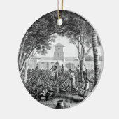 eiland Guam: Arbeidsgezinden in de tuin Keramisch Ornament (Links)