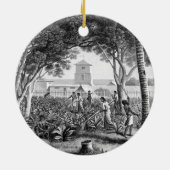 eiland Guam: Arbeidsgezinden in de tuin Keramisch Ornament (Achterkant)