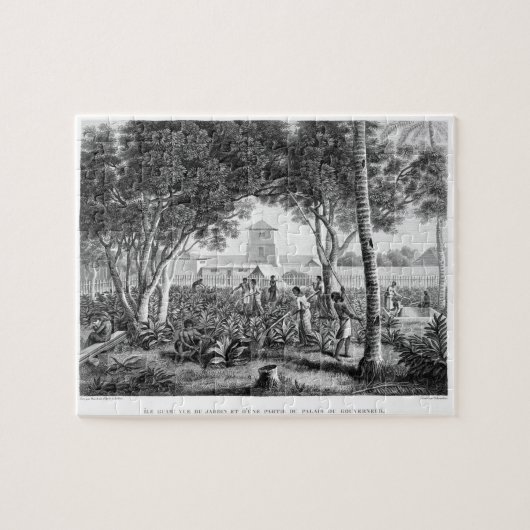 eiland Guam: Arbeidsgezinden in de tuin Legpuzzel (Horizontaal)