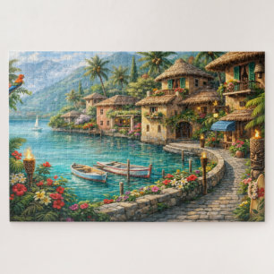 Eiland Haven Serene Tropisch Dorp Legpuzzel