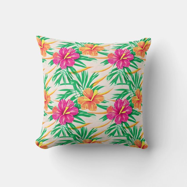 Eiland Hibiscus Worp Kussen (Voorkant)