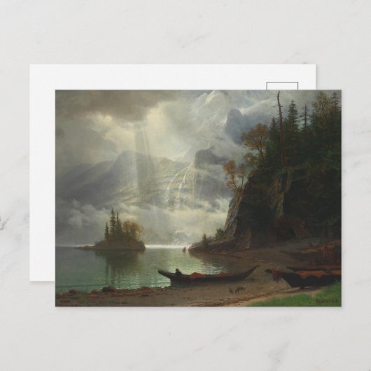 eiland in het meer (olie op het canvas) briefkaart (Voorkant / Achterkant)