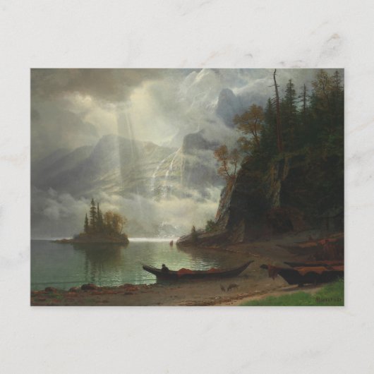 eiland in het meer (olie op het canvas) briefkaart (Voorkant)