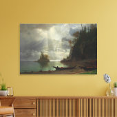 eiland in het meer (olie op het canvas) canvas afdruk (Insitu (Woonkamer))