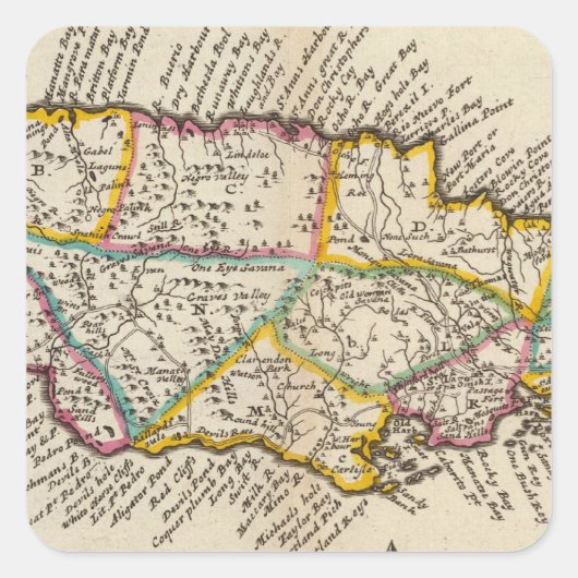 eiland Jamaica Vierkante Sticker (Voorkant)