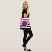 Eiland Keltisch Wit/zwart/roze streep, cirkelknoop Tote Bag (Op model)