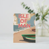 Eiland Man Oude Reisposter Briefkaart (Staand voorkant)