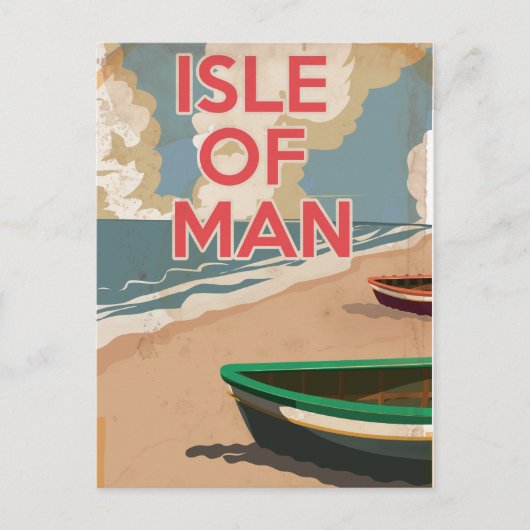 Eiland Man Oude Reisposter Briefkaart (Voorkant)