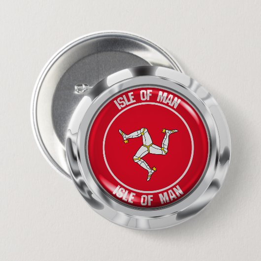eiland Man Round Emblem Ronde Button 7,6 Cm (Voorkant /achterkant)