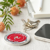 eiland Man Round Emblem Sleutelhanger (Zijkant)