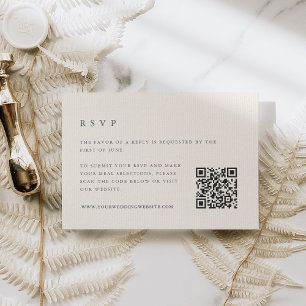 Eiland  Marine & Ecru Bruiloft QR Code RSVP Kaartje