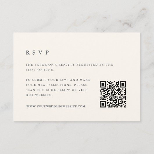Eiland  Marine & Ecru Bruiloft QR Code RSVP Kaartje (Voorkant)