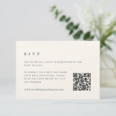 Eiland  Marine & Ecru Bruiloft QR Code RSVP Kaartje (Staand voorkant)