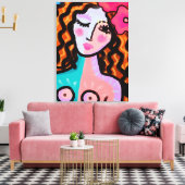 Eiland Meisje Abstract Digitaal Schilderen Canvas Afdruk (Insitu (Woonkamer))