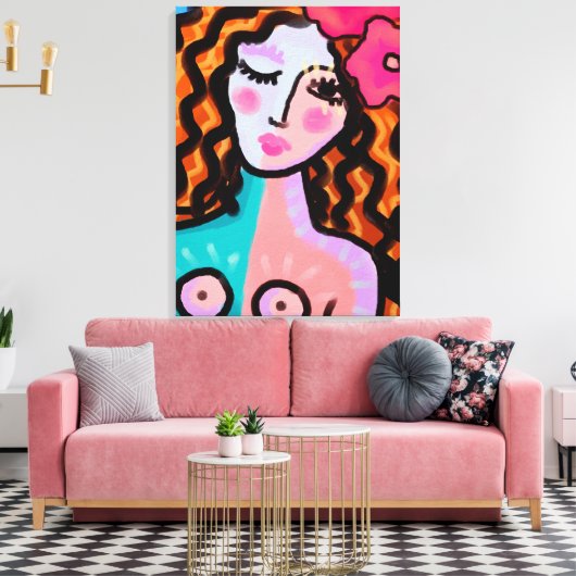 Eiland Meisje Abstract Digitaal Schilderen Canvas Afdruk (Insitu (Woonkamer))