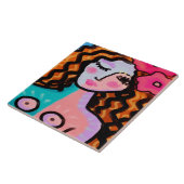 Eiland Meisje Abstract Digitaal Schilderen Tegeltje (Zijkant)