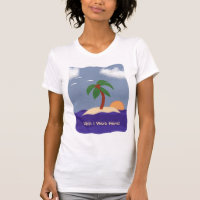 Eiland met palmboom, zon en zeegarenden