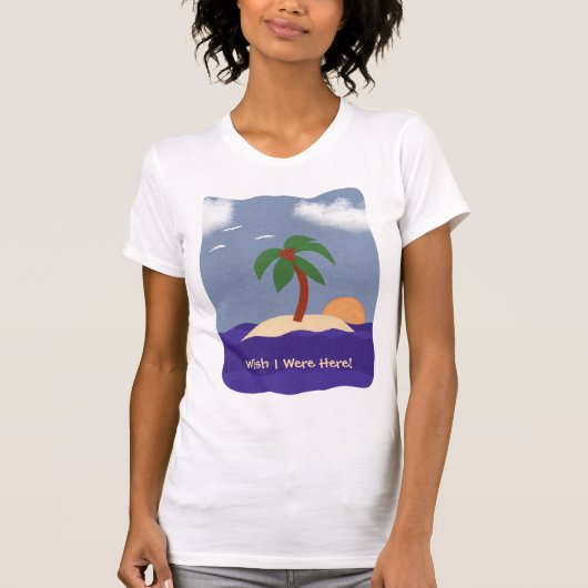 Eiland met palmboom, zon en zeegarenden t-shirt (Voorkant)