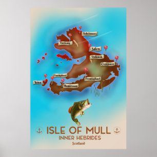 Eiland Mull Binnen-Hebriden Schotland Vintage Kaar Poster