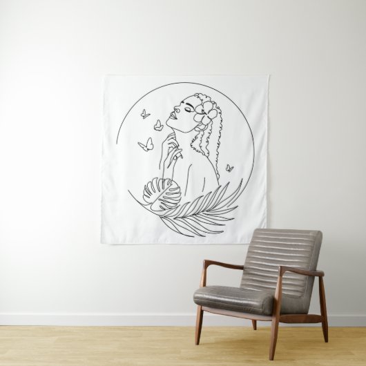 Eiland Muse – Tropisch Vrouwelijk Wandkleed (In situ)